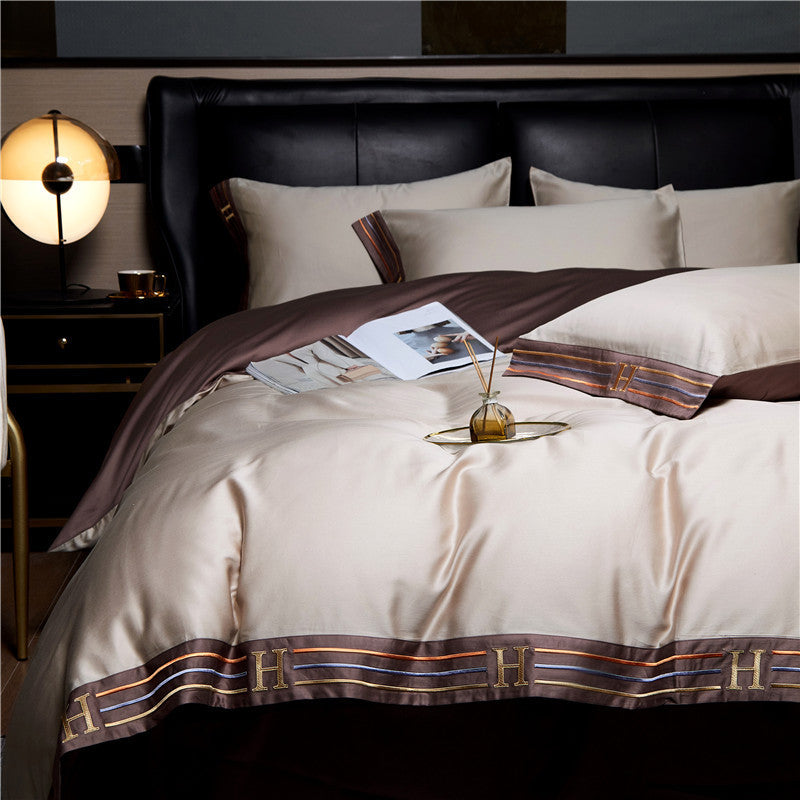 Luxurious Cotton Satin Bedding Set | Breathable Duvet Covers & Elegant Embroidery 5