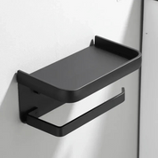 Sleek Space-Saving Holder | Black Toilet Roll Holder with Shelf 1
