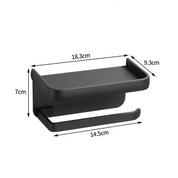 Sleek Space-Saving Holder | Black Toilet Roll Holder with Shelf 3