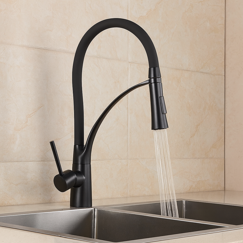 Elegant Brass Kitchen Mixer Tap | Pull Out Spray & Dual Modes