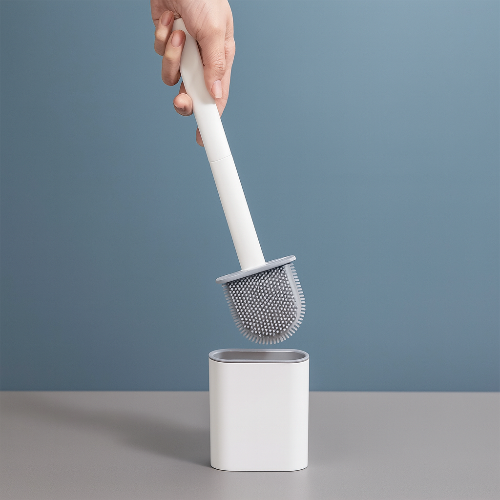 Flexible Silicone Toilet Brush | Hygienic Design & Space-Saving Holder