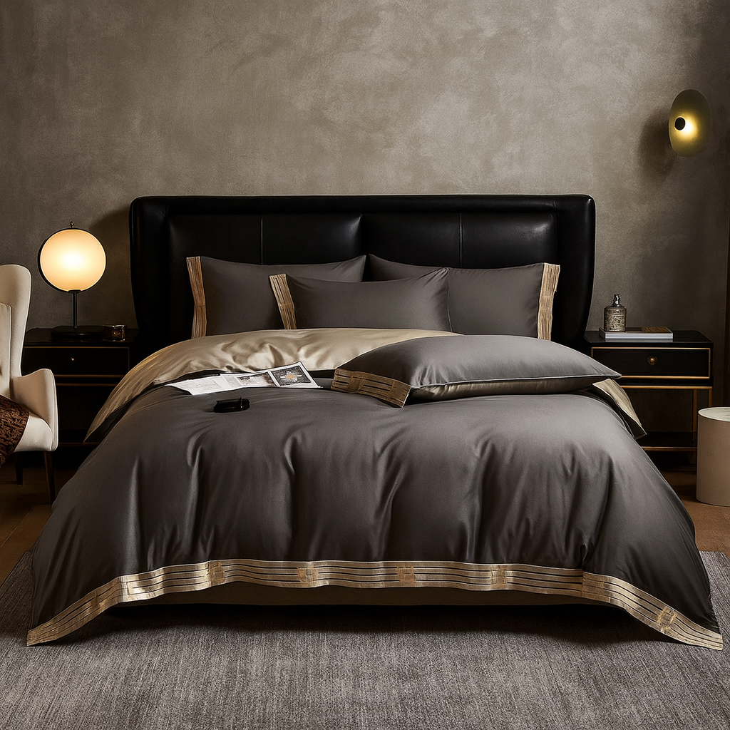 Luxurious Cotton Satin Bedding Set | Breathable Duvet Covers & Elegant Embroidery