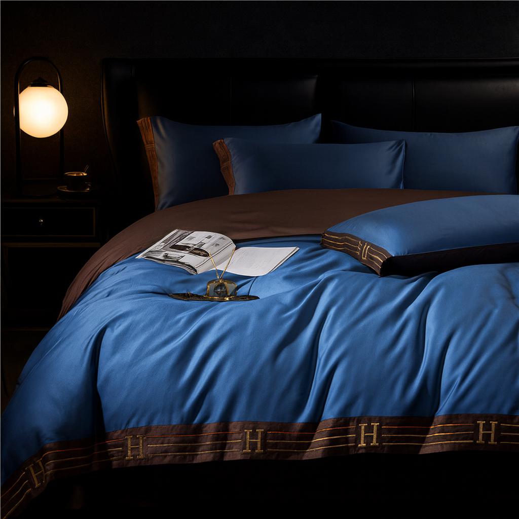 Luxurious Cotton Satin Bedding Set | Breathable Duvet Covers & Elegant Embroidery