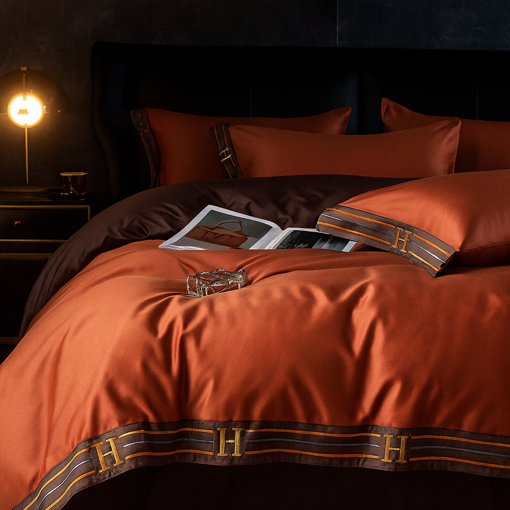 Luxurious Cotton Satin Bedding Set | Breathable Duvet Covers & Elegant Embroidery