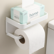 Sleek Space-Saving Holder | Black Toilet Roll Holder with Shelf